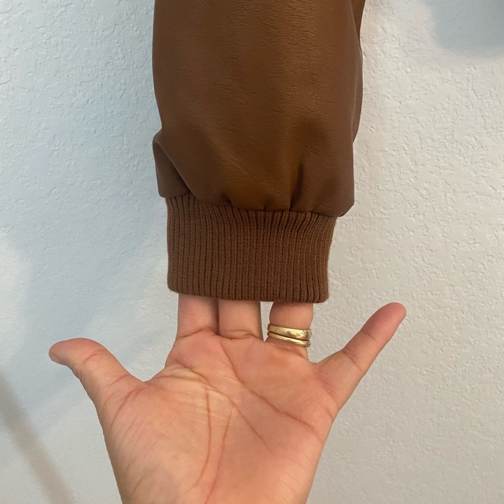 Women's Brown Leather Jacket - Picture 3 of 15